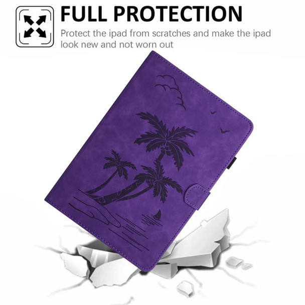 For iPad 10th Gen 10.9 2022 Coconut Tree Embossed Smart Leather Tablet Case(Purple)