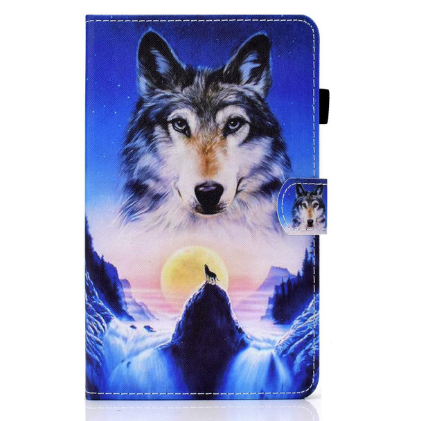 For Lenovo Tab M11 / Xiaoxin Pad 11 2024 Colored Drawing Sewing Pen Slot Leather Tablet Case(Wolf)