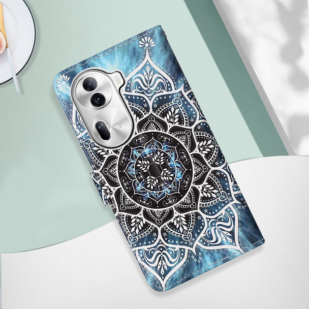 For OPPO Reno11 Pro 5G Global Colored Drawing Pattern Plain Weave Leather Phone Case(Undersea Mandala)