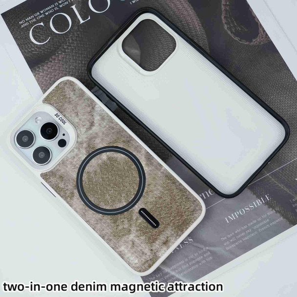 For iPhone 12 Contrast Color Denim MagSafe Magnetic Phone Case(Blue)