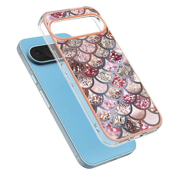 For Google Pixel 9 Electroplating IMD TPU Phone Case(Pink Scales)