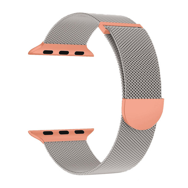 For Apple Watch Series 5 40mm Two Color Milanese Loop Magnetic Watch Band(Starlight Orange)