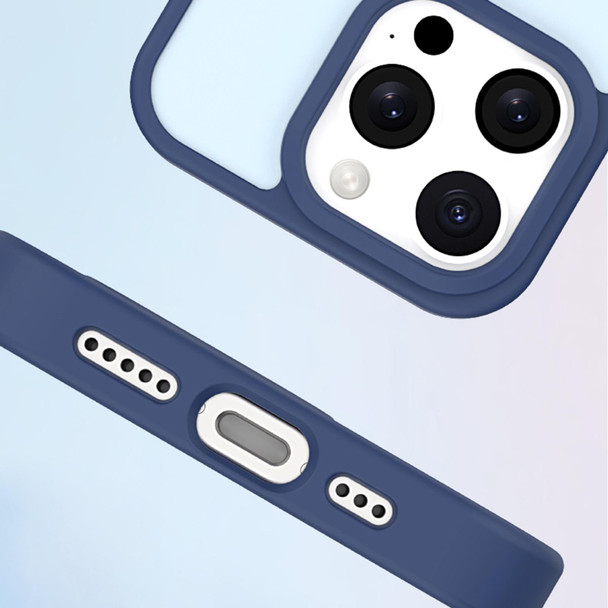For iPhone 13 Pro Max Metal Button Skin Feel Matte MagSafe Shockproof Phone Case(Dark Blue)