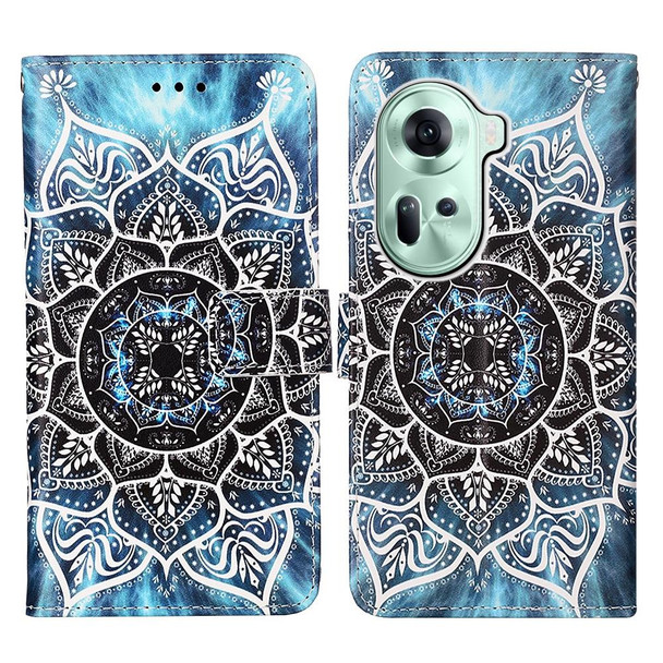 For OPPO Reno11 5G Global Colored Drawing Pattern Plain Weave Leather Phone Case(Undersea Mandala)