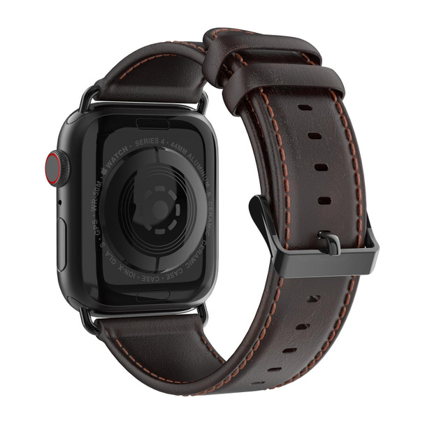 For Apple Watch Series 6 40mm DUX DUCIS Business Genuine Leather Watch Strap(Coffee)