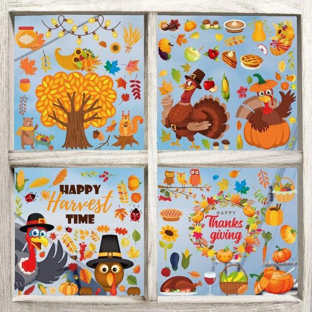 10 PCS Thanksgiving Turkey Sticker Static Sticker Glass Window Decoration Wall Sticker( BQ070)