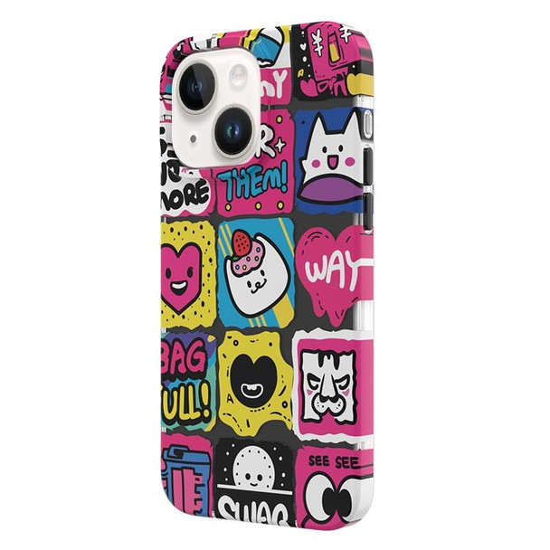 For iPhone 15 TGVIS Stylish Series Graffiti Pattern Phone Case(Black)