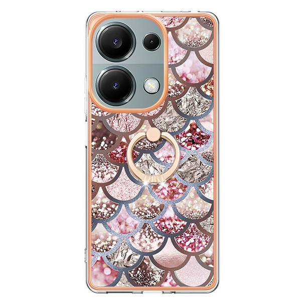 For Xiaomi Redmi Note 13 Pro 4G/Poco M6 Pro 4G Electroplating IMD TPU Phone Case with Ring(Pink Scales)