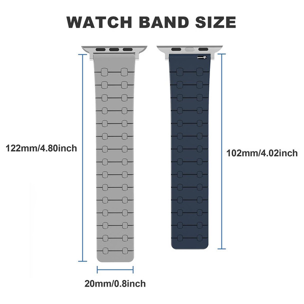 For Apple Watch Series 9 45mm Two Color Loop Magnetic Silicone Watch Band(Dark Brown+Light Brown)