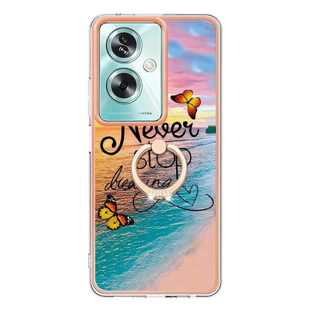 For OPPO A79 5G Global Electroplating IMD TPU Phone Case with Ring(Dream Butterfly)