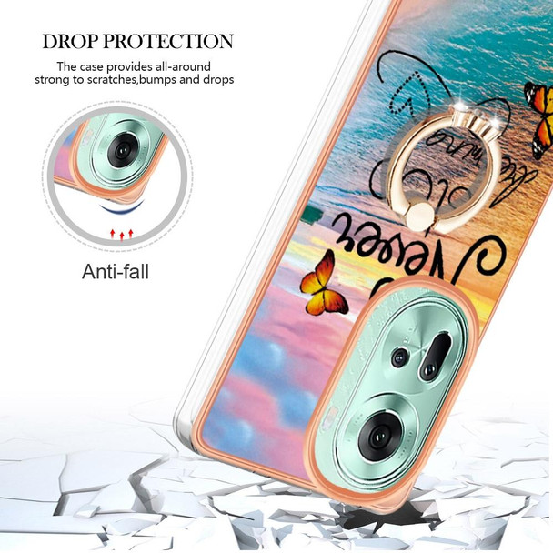 For OPPO Reno11 5G Global Electroplating IMD TPU Phone Case with Ring(Dream Butterfly)