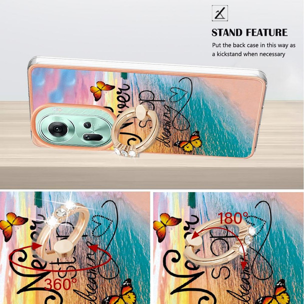 For OPPO Reno11 5G Global Electroplating IMD TPU Phone Case with Ring(Dream Butterfly)