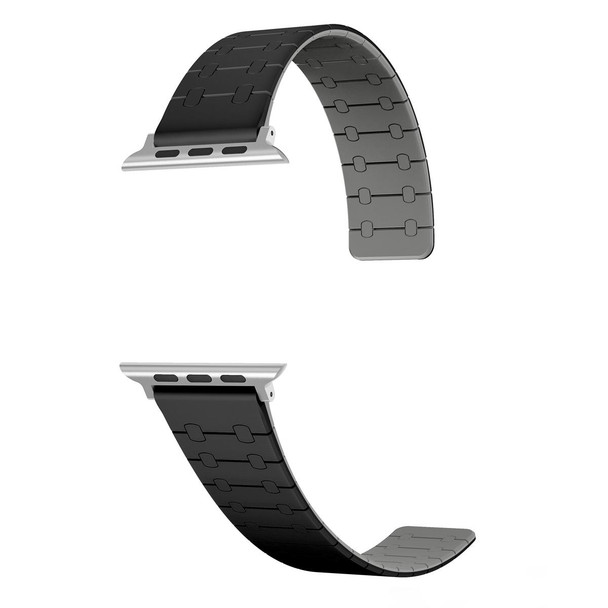 For Apple Watch Series 2 42mm Two Color Loop Magnetic Silicone Watch Band(Black+Grey)