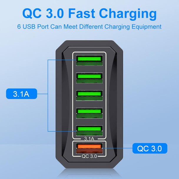 6-Ports Multifunctional Quick Charging USB Travel Charger Power Adapter, Model: Black UK Plug