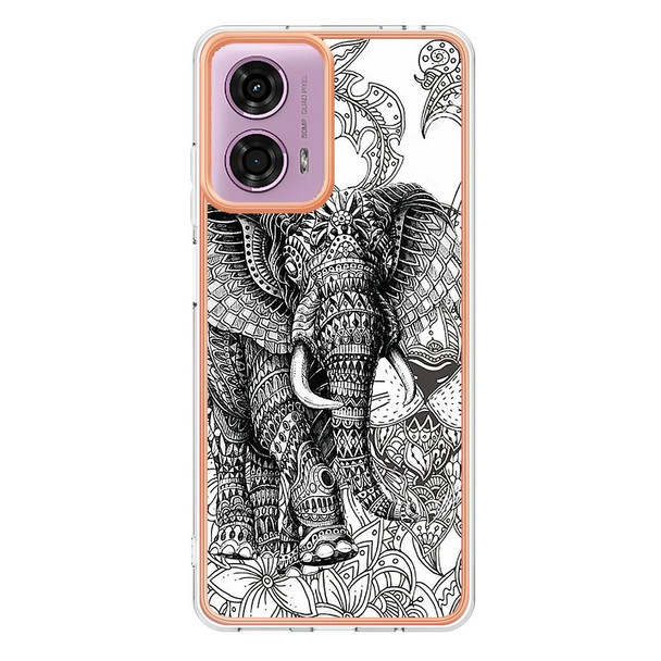 For Motorola Moto G04 4G / G24 4G Electroplating Marble Dual-side IMD Phone Case(Totem Elephant)