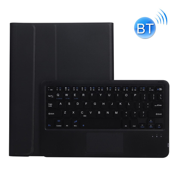 A07B-A Lambskin Texture Square Keycap Bluetooth Keyboard Leatherette Case with Touch Control - iPad 9.7 2018 & 2017 / Pro 9.7 inch / Air 2(Black)