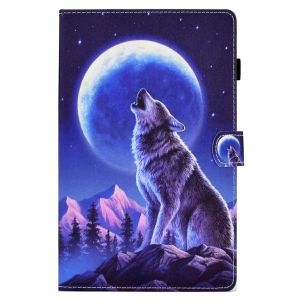 For Lenovo Tab M11 / Xiaoxin Pad 11 2024 Colored Drawing Sewing Pen Slot Leather Tablet Case(Night Wolf)