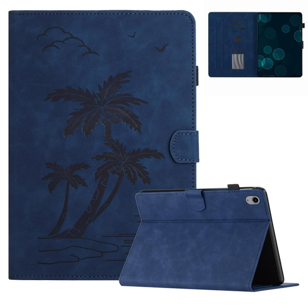 For iPad 10th Gen 10.9 2022 Coconut Tree Embossed Smart Leather Tablet Case(Blue)