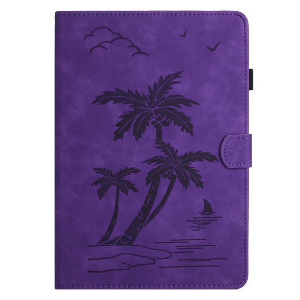 For Samsung Galaxy Tab A 9.7 T550/T555C Coconut Tree Embossed Smart Leather Tablet Case(Purple)