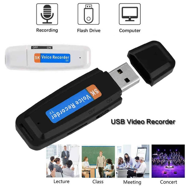 SK001 Rechargeable U-Disk Portable USB Voice Recorder, No Memory (White)