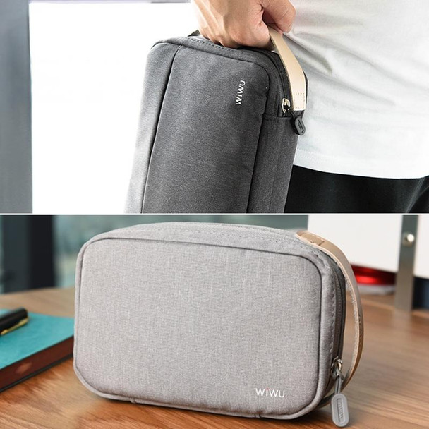 WIWU Portable Waterproof Multi-functional Headphone Charger Data Cable Storage Bag , Size: 25.5x18.5x7cm(Grey)