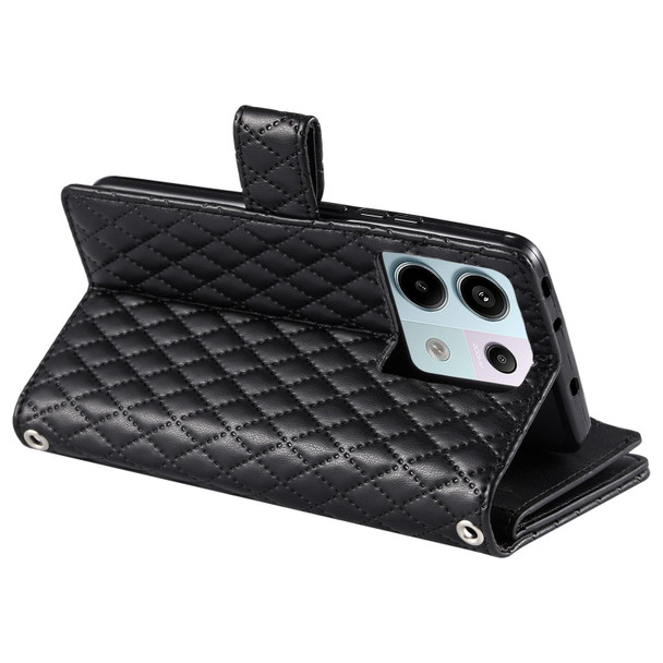 For Xiaomi Redmi Note 13 Pro 5G Glitter Lattice Zipper Wallet Leather Phone Case(Black)