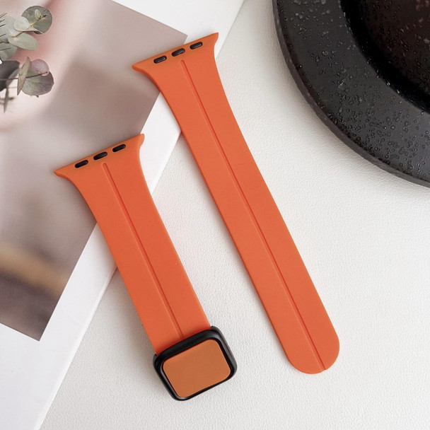 For Apple Watch 38mm Magnetic Square Buckle Silicone Watch Band(Orange)