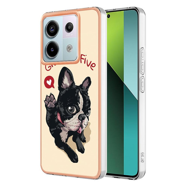 For Xiaomi Redmi Note 13 Pro 5G Global Electroplating Marble Dual-side IMD Phone Case(Lucky Dog)