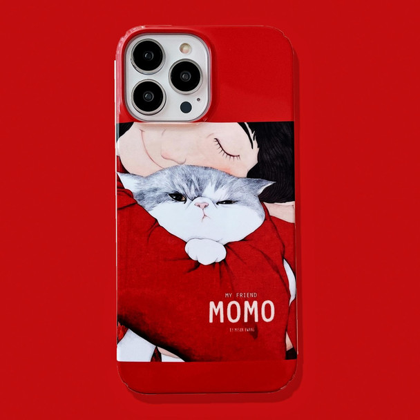 For iPhone 15 Cartoon Film Craft Hard PC Phone Case(Cat)