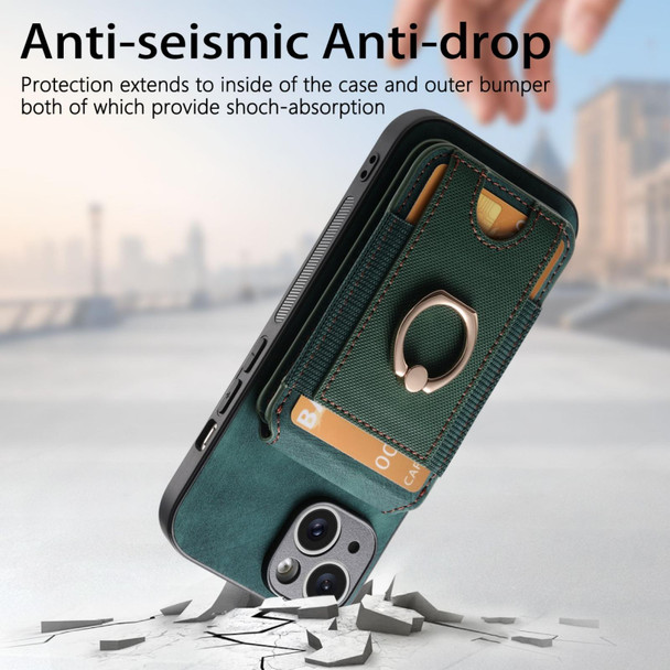 For iPhone 14 Retro Splitable Magnetic Stand Card Bag Leather Phone Case(Green)