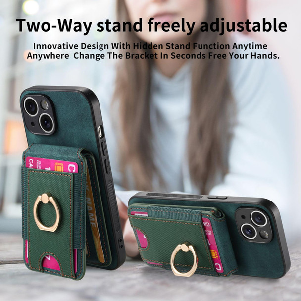 For iPhone 14 Retro Splitable Magnetic Stand Card Bag Leather Phone Case(Green)