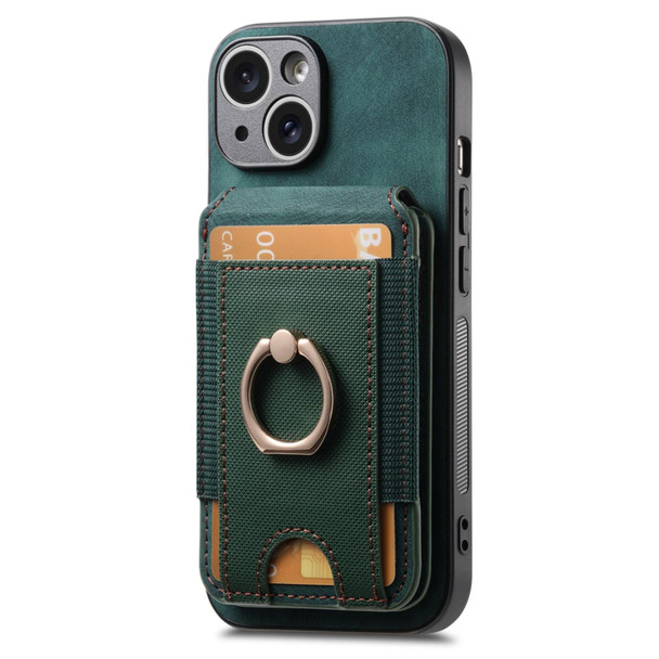 For iPhone 14 Retro Splitable Magnetic Stand Card Bag Leather Phone Case(Green)