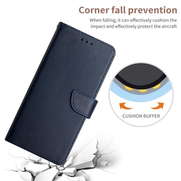 For TCL 502 Genuine Leather Fingerprint-proof Flip Phone Case(Blue)