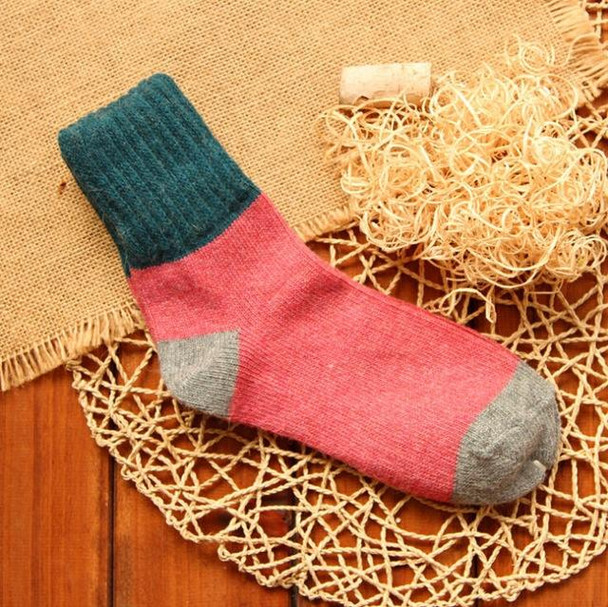 5 Pairs Women Winter Vintage Rabbit Wool Socks Thicken Warm Female Fashion Patchwork Retro thermal Cotton Socks, Size:Free Size(blue socks)