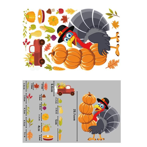 10 PCS Thanksgiving Turkey Sticker Static Sticker Glass Window Decoration Wall Sticker(BQ062)