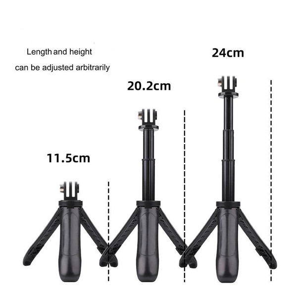 Multi-functional Foldable Tripod Holder Selfie Monopod Stick for GoPro Hero12 Black / Hero11 /10 /9 /8 /7 /6 /5, Insta360 Ace / Ace Pro, DJI Osmo Action 4 and Other Action Cameras, Length: 12-23cm (Grey)