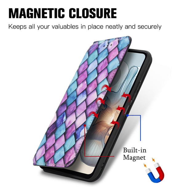 For Motorola Moto G24 Power CaseNeo Colorful Magnetic Leather Phone Case(Colorful Cube)