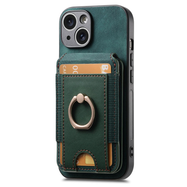 For iPhone 14 Pro Retro Splitable Magnetic Stand Card Bag Leather Phone Case(Green)