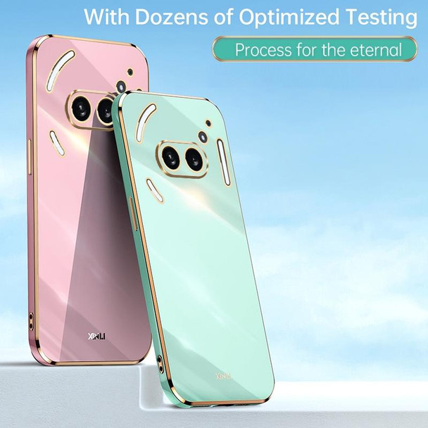 For Nothing Phone 2A XINLI Straight 6D Plating Gold Edge TPU Phone Case(Mint Green)