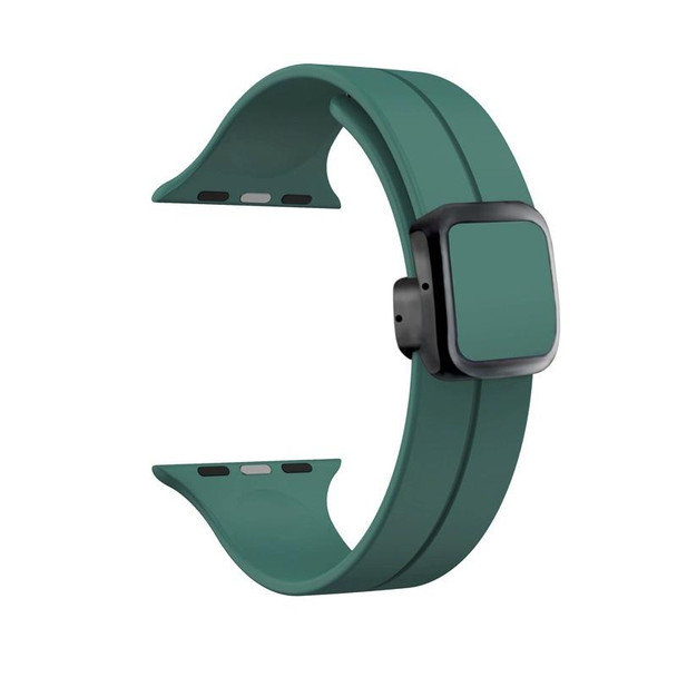 For Apple Watch Series 2 38mm Magnetic Square Buckle Silicone Watch Band(Pine Green)