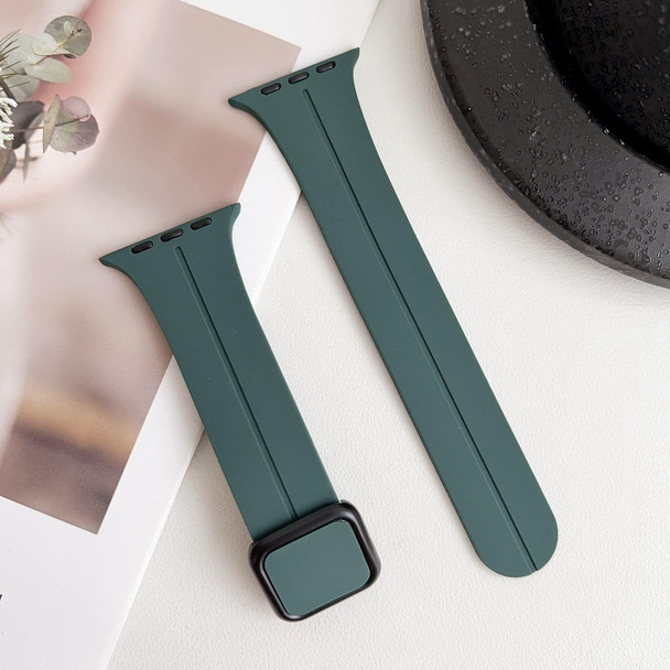 For Apple Watch Series 2 38mm Magnetic Square Buckle Silicone Watch Band(Pine Green)