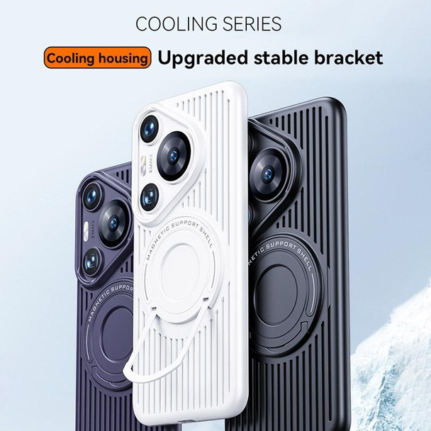 For Huawei Pura 70 Pro / Pura 70 Pro+ Cooling MagSafe Magnetic Ring Holder PC Phone Case(White)