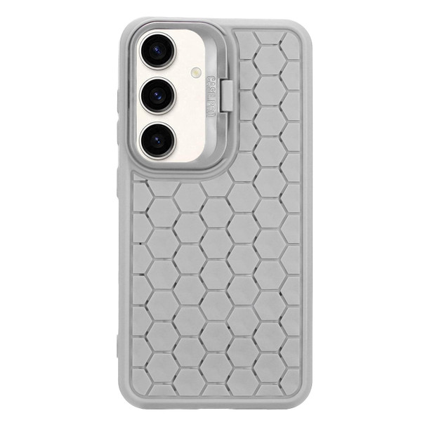 For Samsung Galaxy A14 4G/5G Honeycomb Radiating Lens Holder TPU Phone Case(Grey)