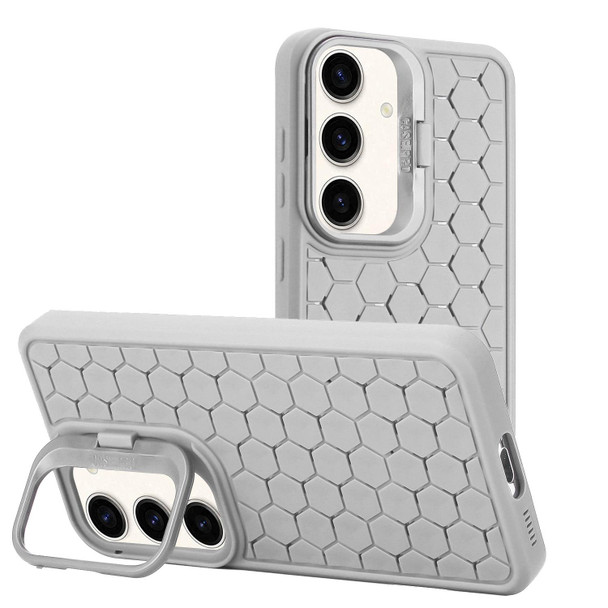 For Samsung Galaxy A14 4G/5G Honeycomb Radiating Lens Holder TPU Phone Case(Grey)