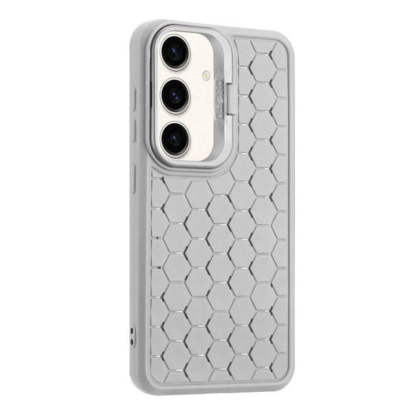 For Samsung Galaxy A14 4G/5G Honeycomb Radiating Lens Holder TPU Phone Case(Grey)