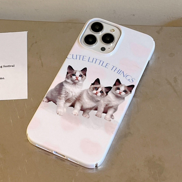 For iPhone 15 Pro Max Cartoon Film Craft Hard PC Phone Case(Three Cute Cats)