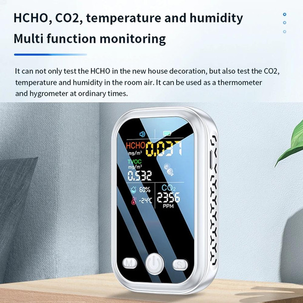 5 In 1  Air Quality Monitor TVOC HCHO CO2 Detector Temperature Humidity Tester(Black)