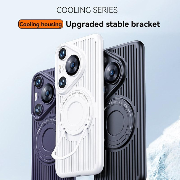 For Huawei Pura 70 Cooling MagSafe Magnetic Ring Holder PC Phone Case(Grey)