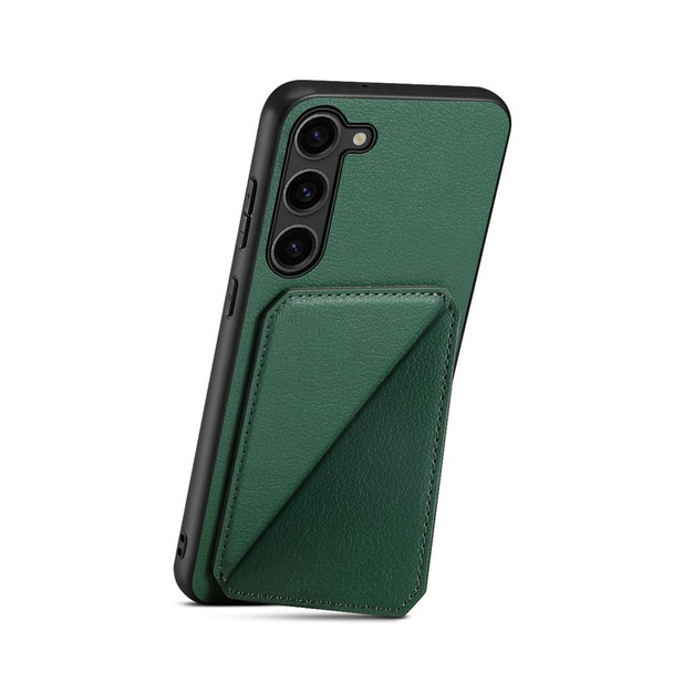 For Samsung Galaxy S23 FE 5G D04 Calf Texture Dual Card Slot Holder Phone Case(Green)