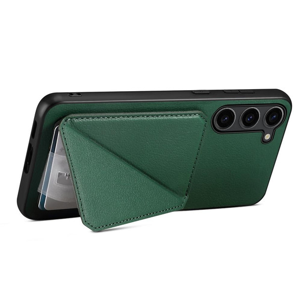For Samsung Galaxy S23 FE 5G D04 Calf Texture Dual Card Slot Holder Phone Case(Green)